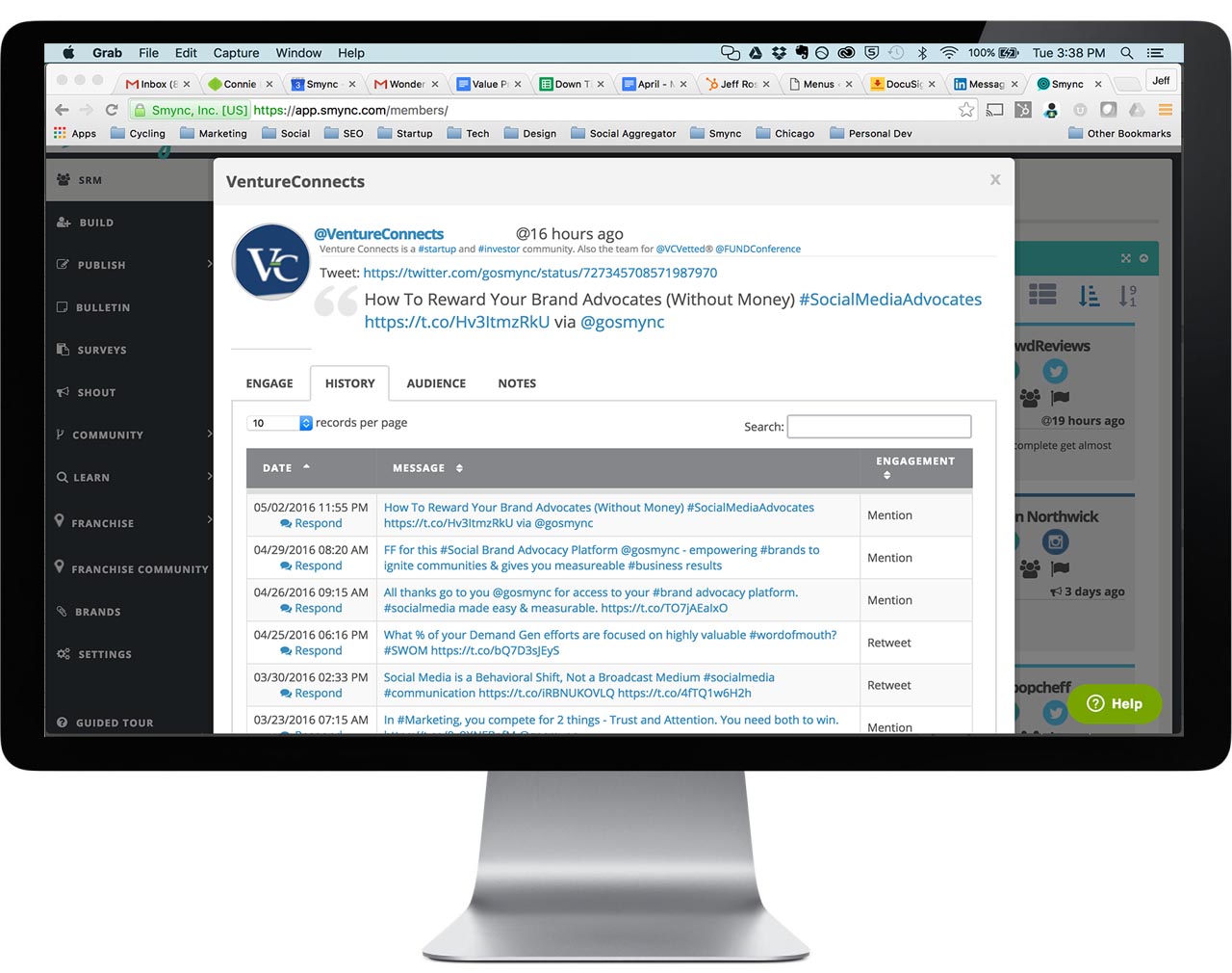 engaging with social brand advocates is simple using the Smync platform